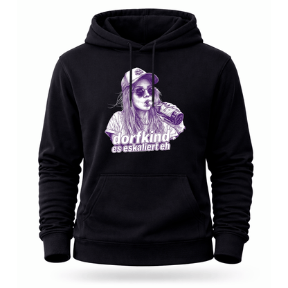 Mädels Hoodie Softstyle®. Dorfkind – es eskaliert eh.