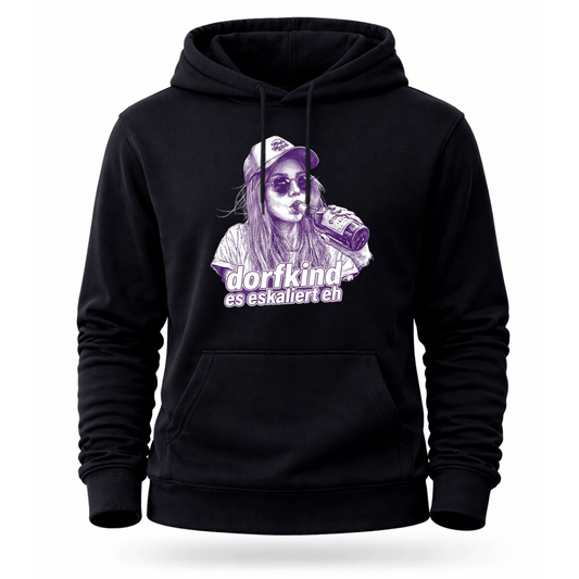 Mädels Hoodie Softstyle®. Dorfkind – es eskaliert eh.