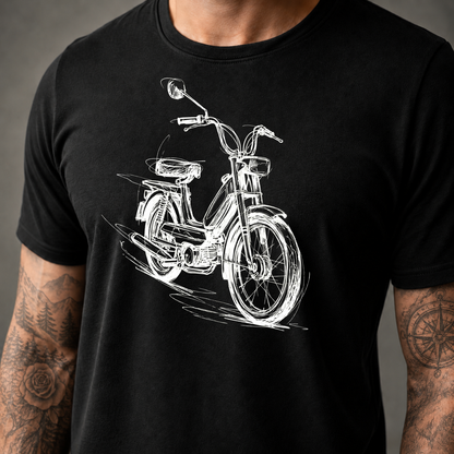 T-Shirt. Classic Moped Sketch.