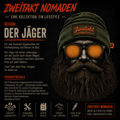 T-Shirt. Zweitakt Nomaden – Der Jäger.