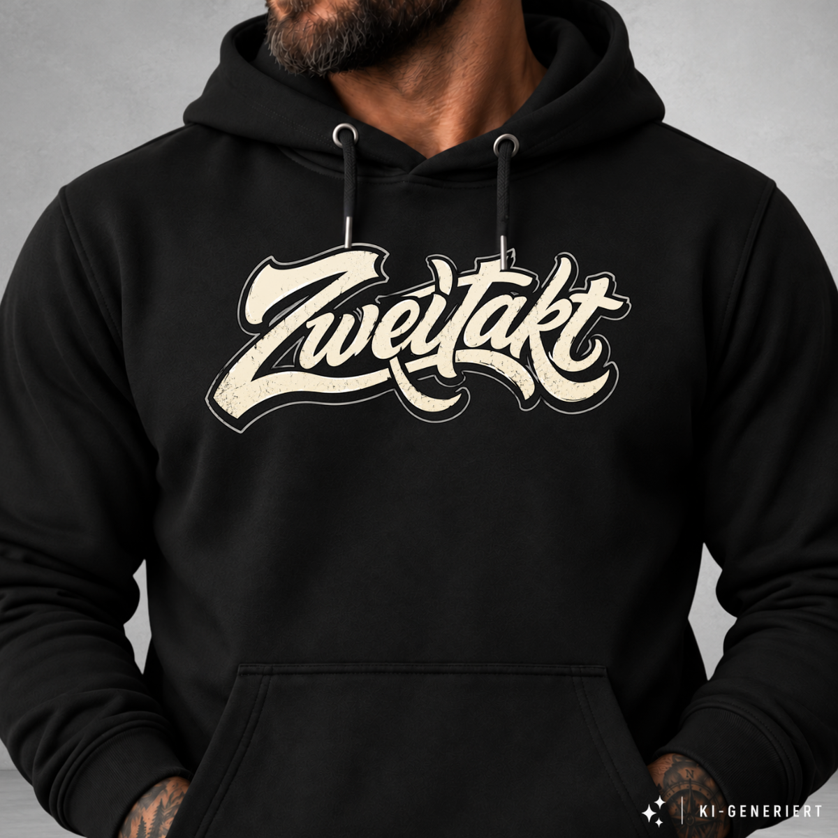 Hoodie Softstyle®. Zweitakt Retro weiß.