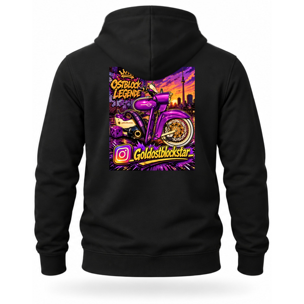 Hoodie Softstyle®. Goldostblockstar / Beidseitig.