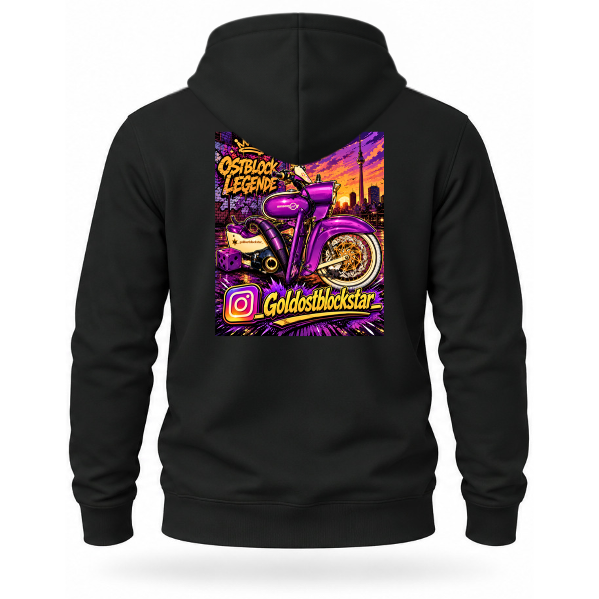 Zip Hoodie Softstyle®. Goldostblockstar / Beidseitig