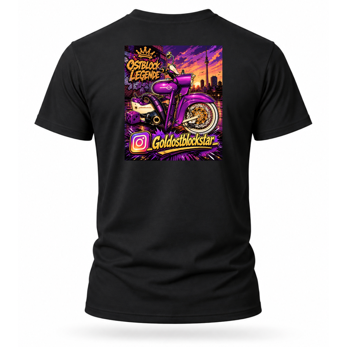 T-Shirt. Goldostblockstar / Beidseitig