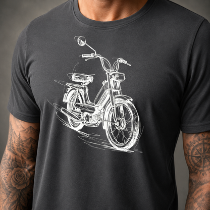 T-Shirt. Classic Moped Sketch.