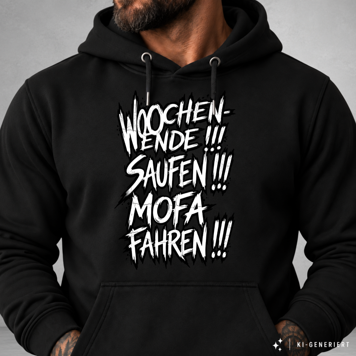 Hoodie Softstyle®. Wochenende. Saufen. Mofa fahren.
