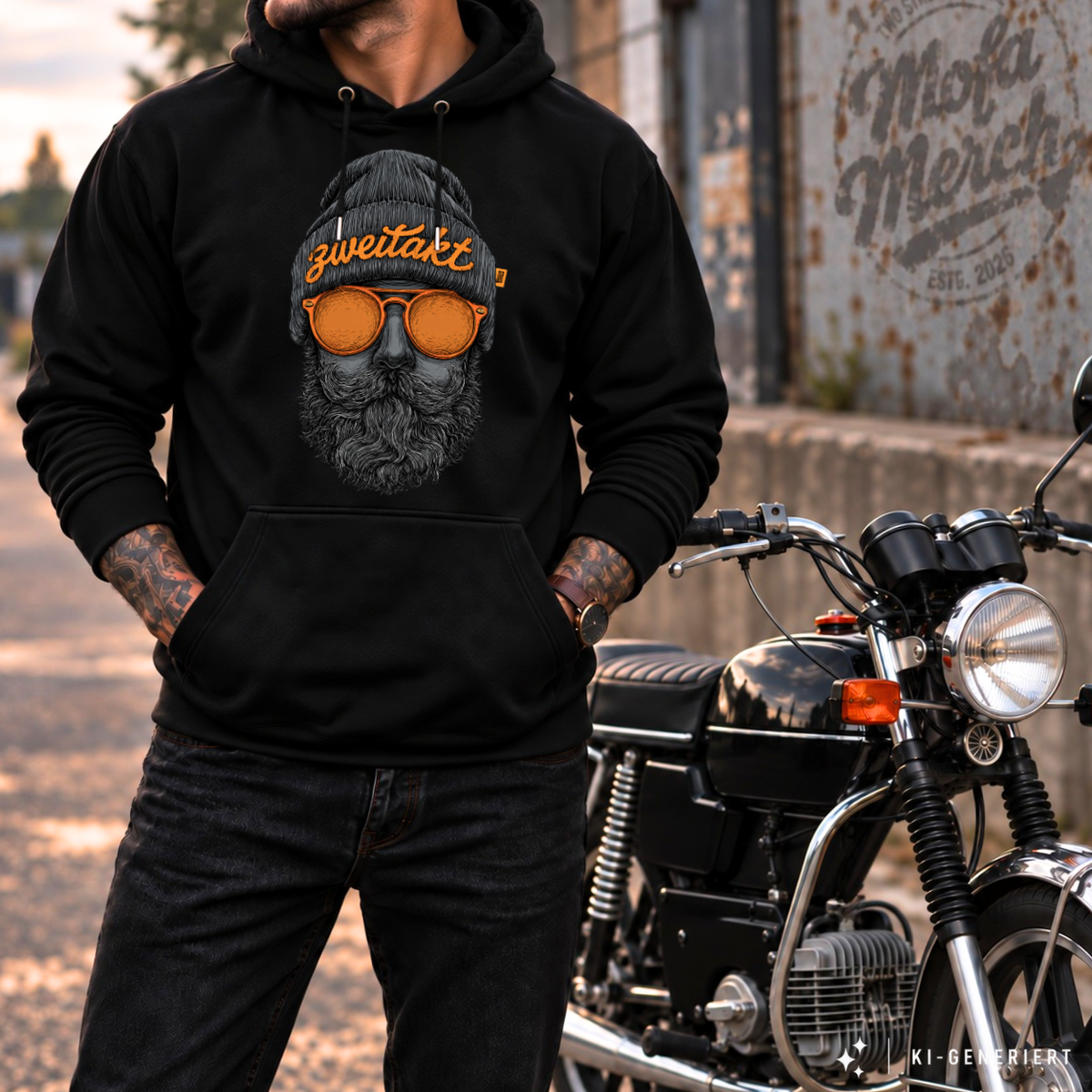 Hoodie Softstyle®. Zweitakt Nomaden – Der Vagabund.