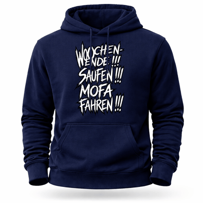 Hoodie Softstyle®. Wochenende. Saufen. Mofa fahren.