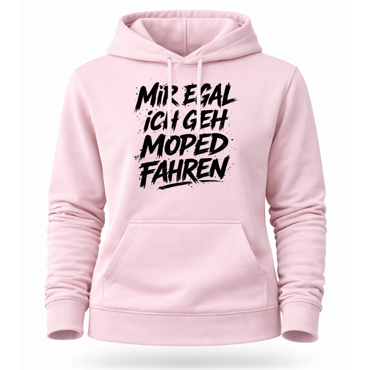 Mädels Hoodie Softstyle®. Mir egal, ich geh Moped fahren.