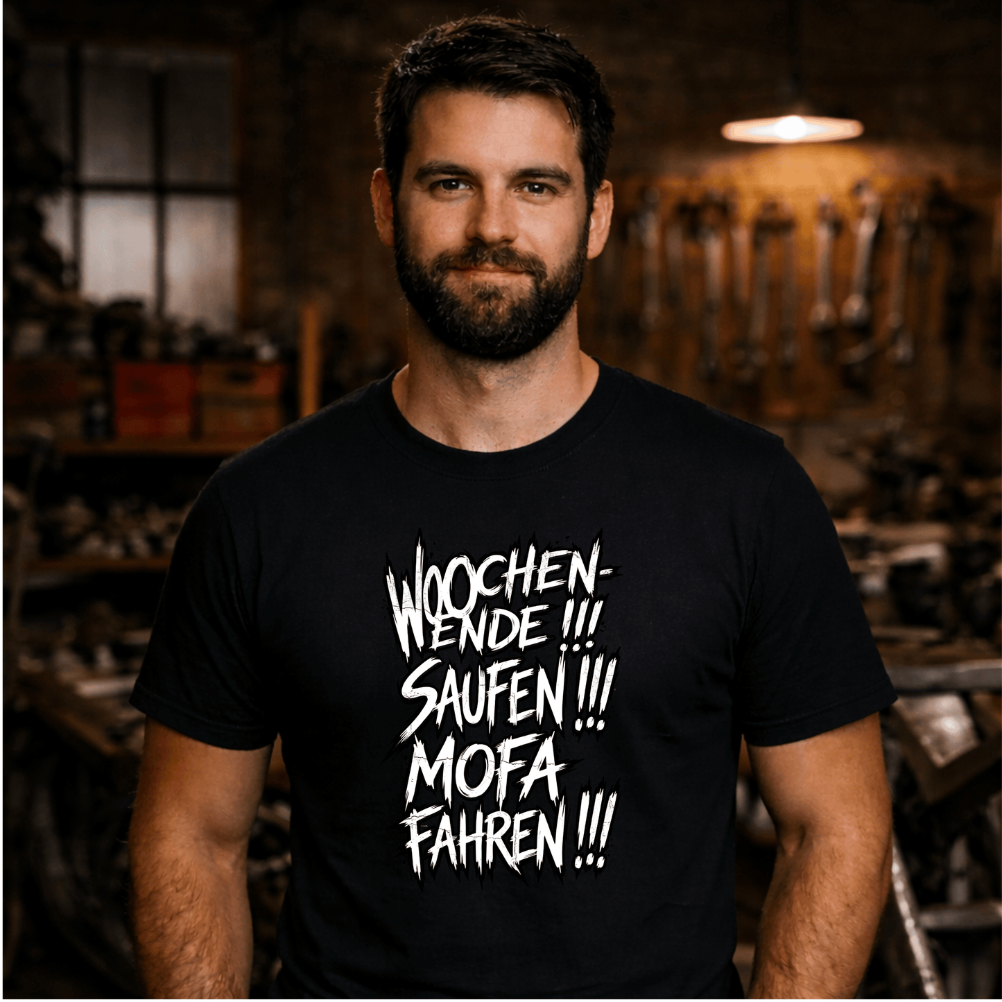 T-Shirt. Wochenende, Saufen, Mofa Fahren.