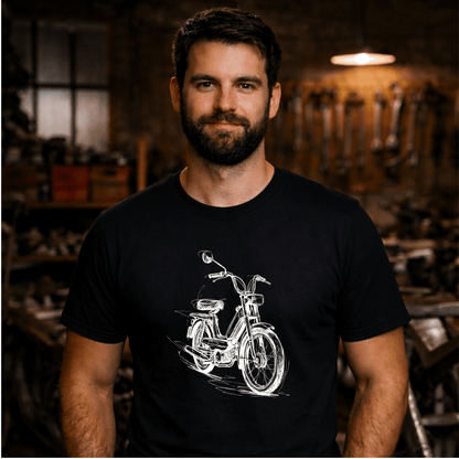 T-Shirt. Classic Moped Sketch.