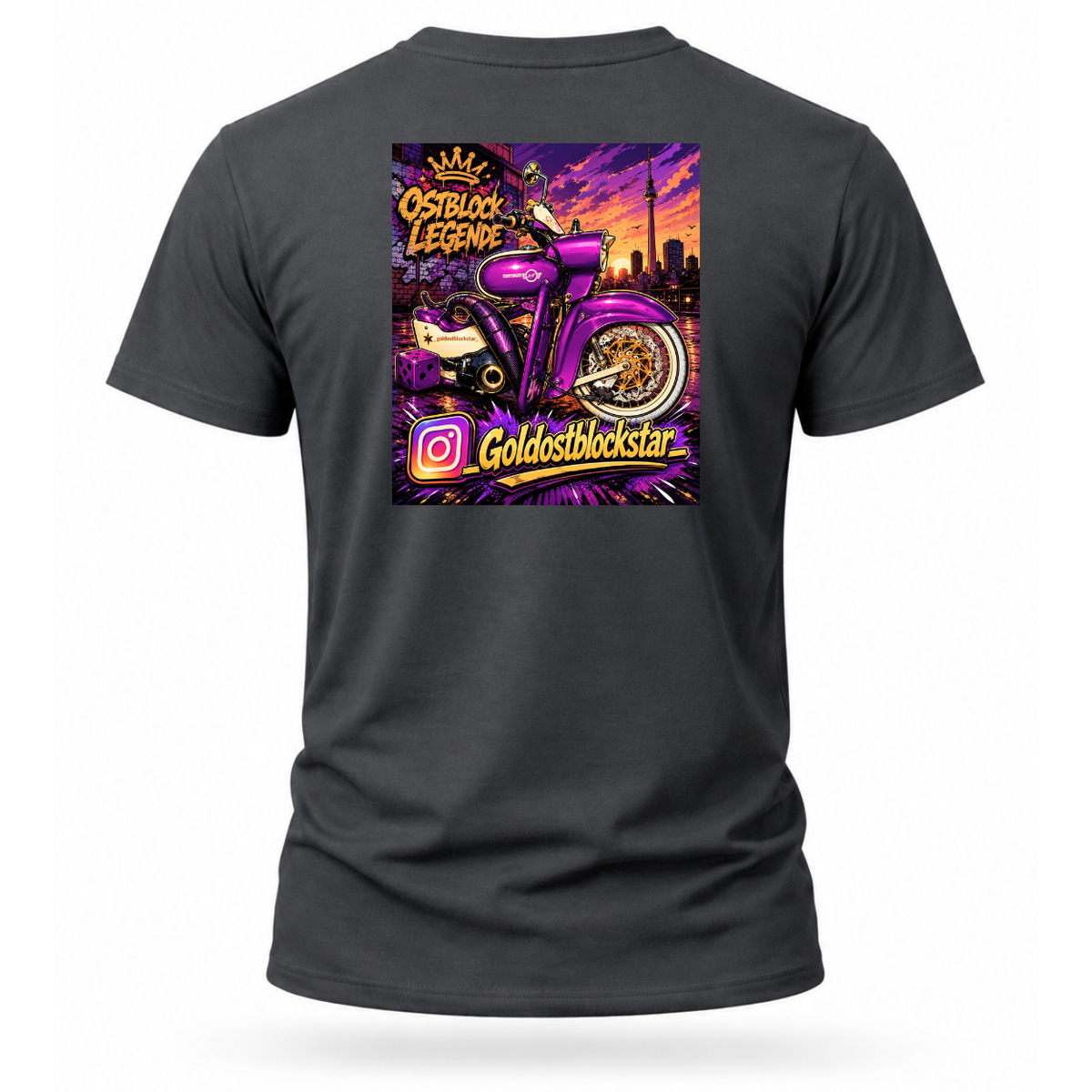 T-Shirt. Goldostblockstar / Beidseitig