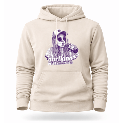 Mädels Hoodie Softstyle®. Dorfkind – es eskaliert eh.