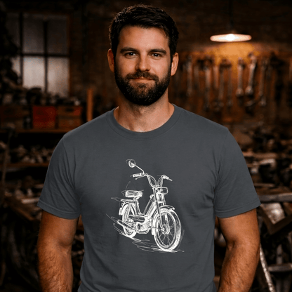 T-Shirt. Classic Moped Sketch.
