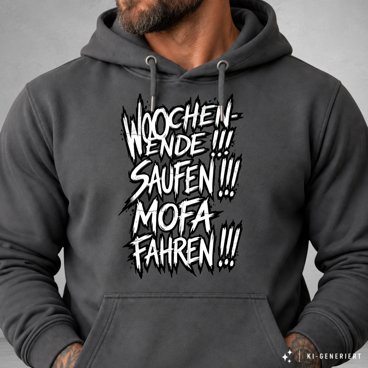 Hoodie Softstyle®. Wochenende. Saufen. Mofa fahren.