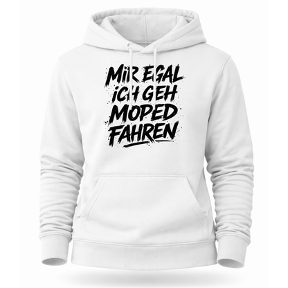 Mädels Hoodie Softstyle®. Mir egal, ich geh Moped fahren.