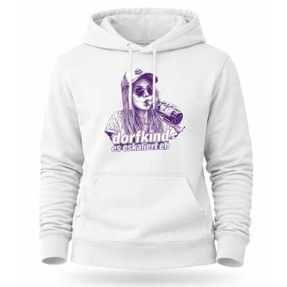 Mädels Hoodie Softstyle®. Dorfkind – es eskaliert eh.