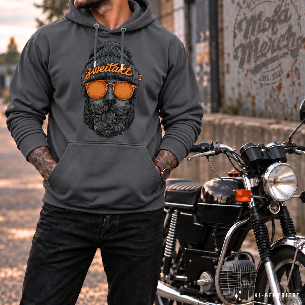 Hoodie Softstyle®. Zweitakt Nomaden – Der Vagabund.