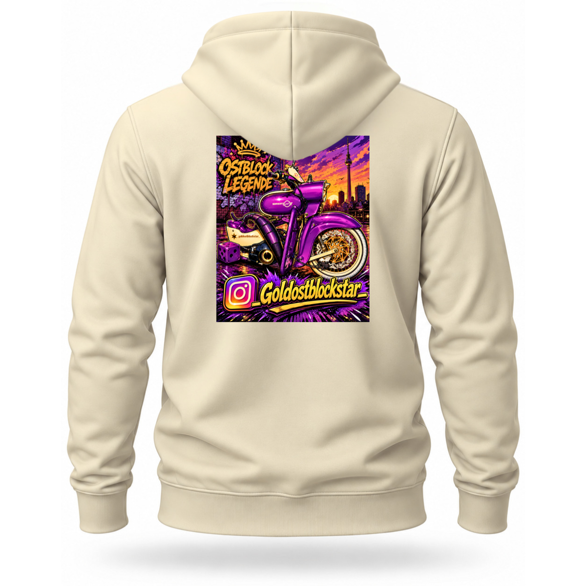 Hoodie Softstyle®. Goldostblockstar / Beidseitig.