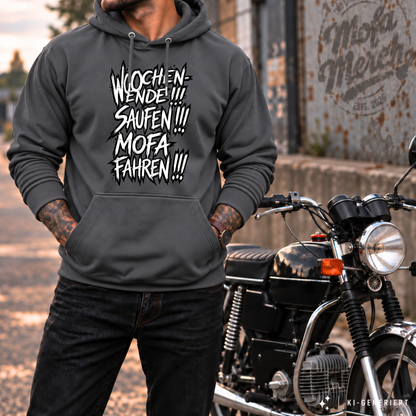 Hoodie Softstyle®. Wochenende. Saufen. Mofa fahren.