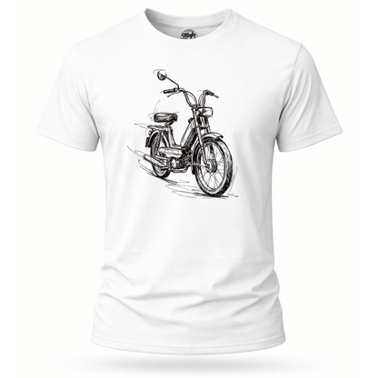 T-Shirt. Classic Moped Sketch.