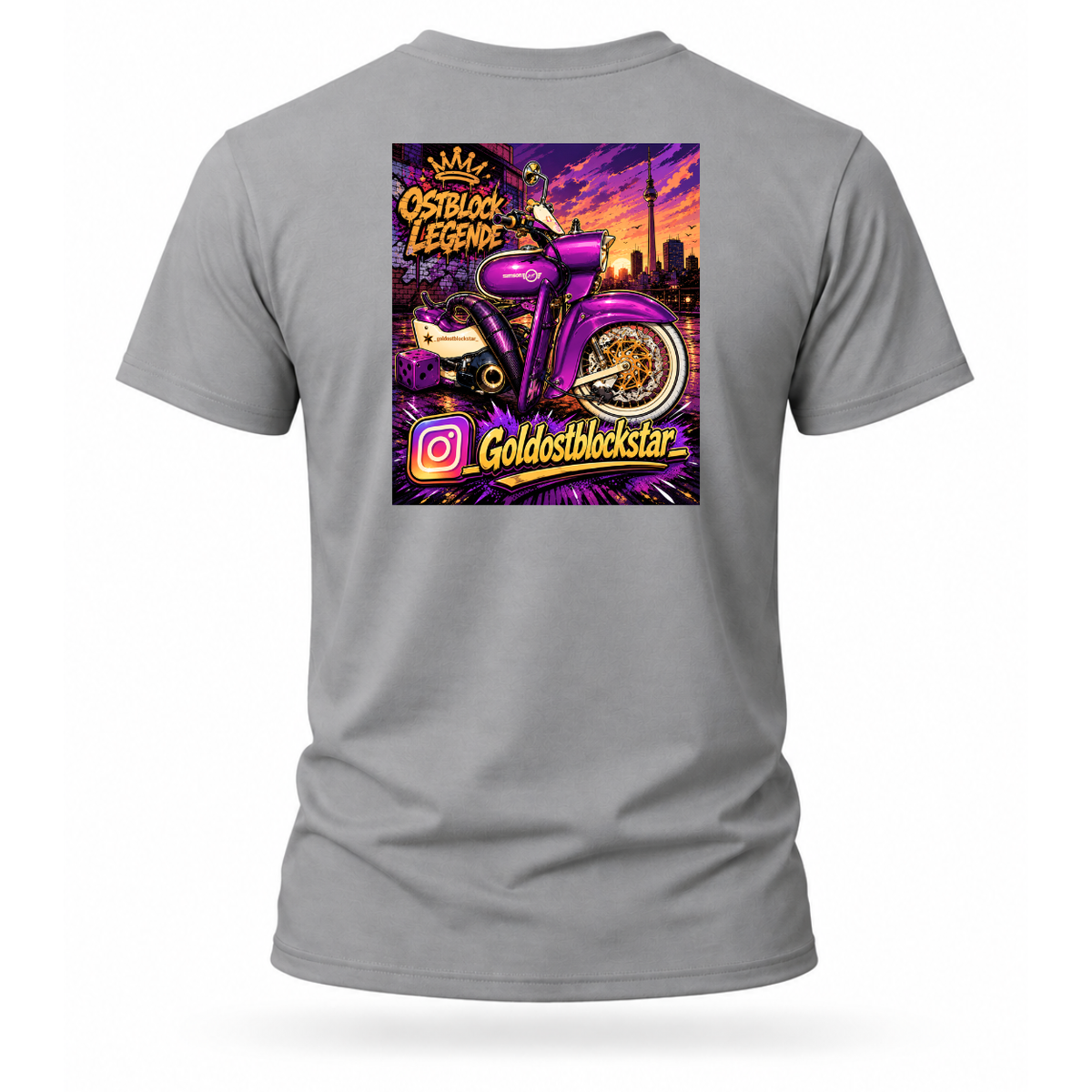 T-Shirt. Goldostblockstar / Beidseitig