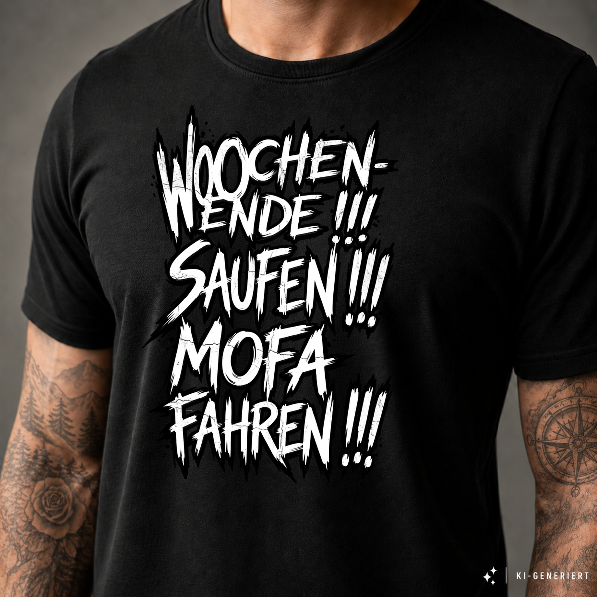 T-Shirt. Wochenende, Saufen, Mofa Fahren.