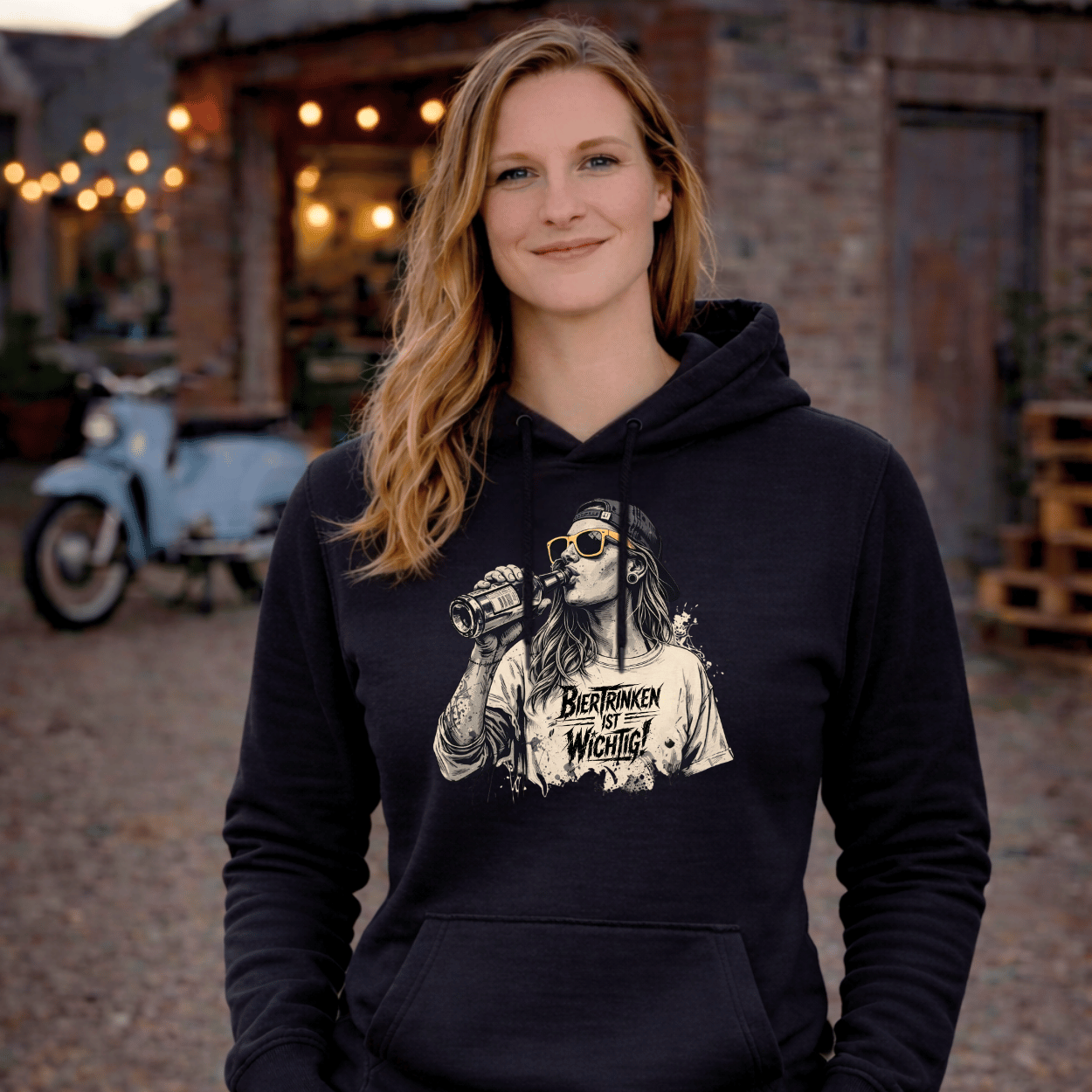 Mädels Hoodie Softstyle®. Biertrinken ist wichtig!