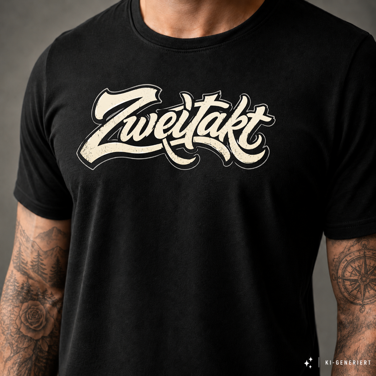 T-Shirt. Zweitakt Retro weiß.
