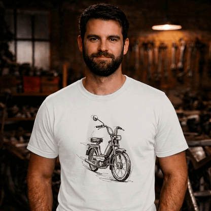 T-Shirt. Classic Moped Sketch.