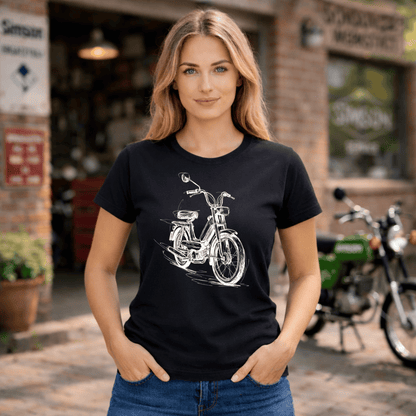 Mädels T-Shirt. Classic Moped Sketch.