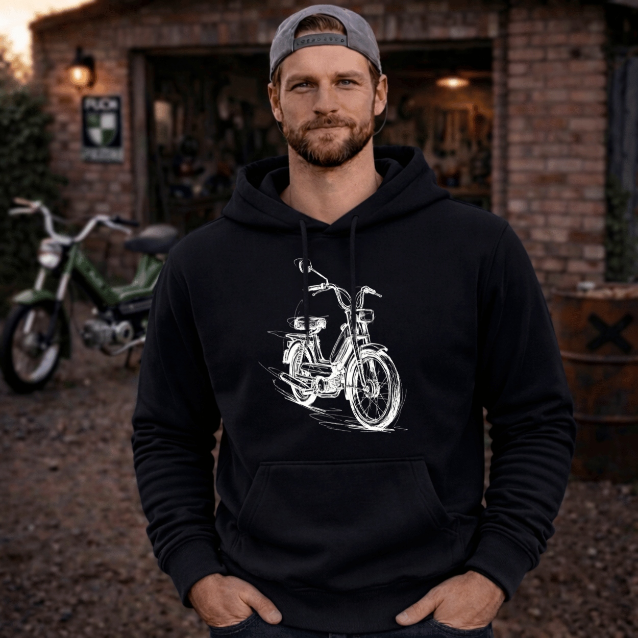 Hoodie Softstyle®. Classic Moped Line.