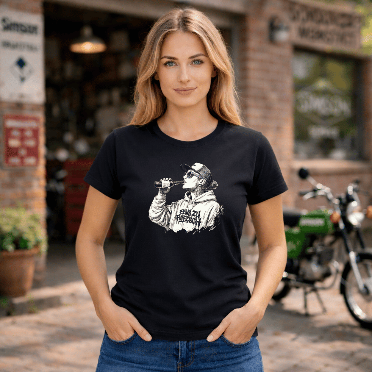Mädels T-Shirt. Benzin im Blut.