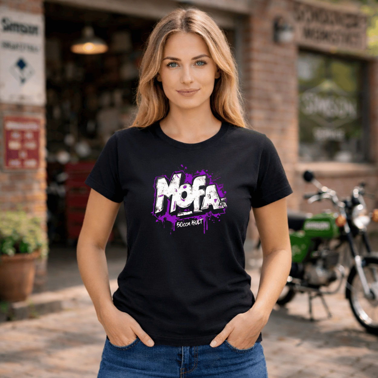 Mädels T-Shirt. Mofa 50ccm Kult.