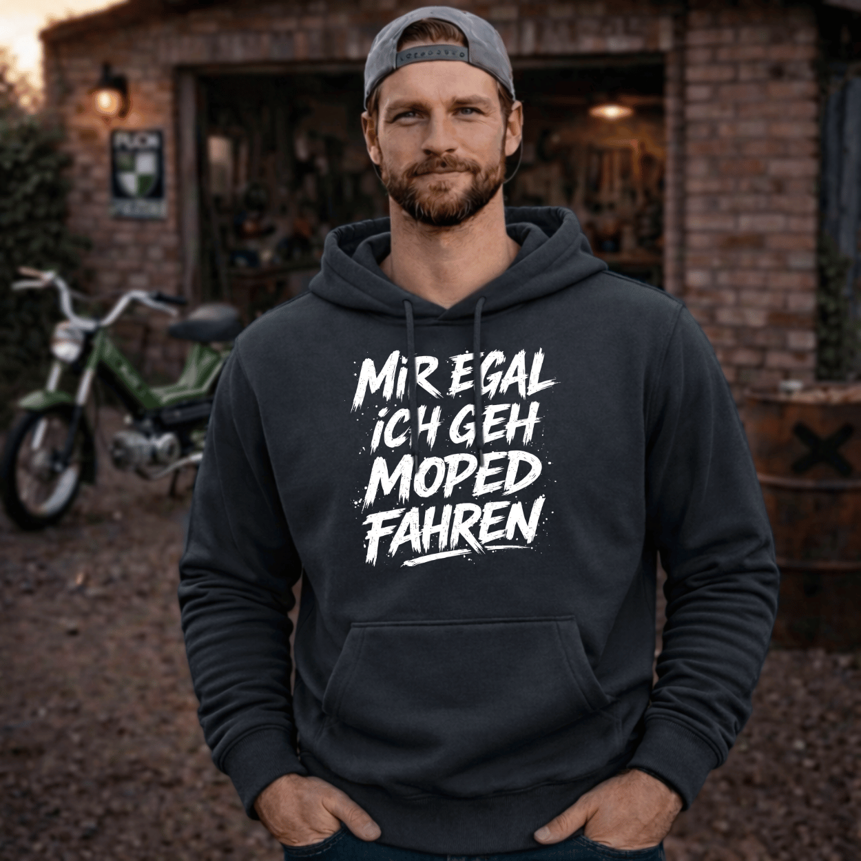 Hoodie Softstyle®. Mir egal, ich geh Moped fahren.