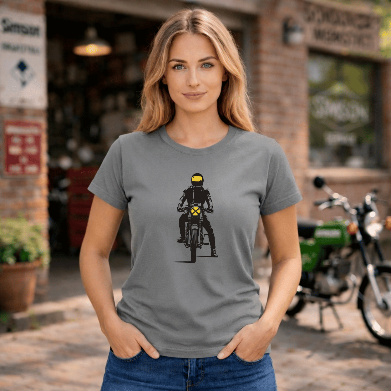 Mädels T-Shirt. Fokus auf die Straße.