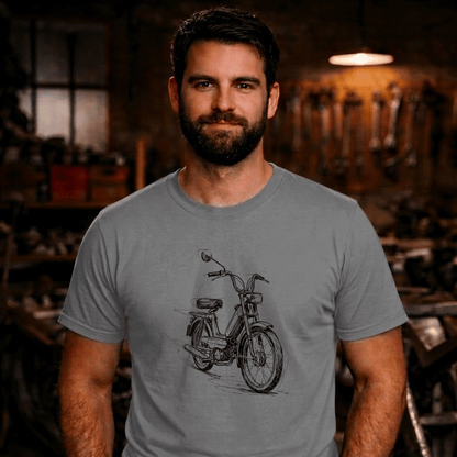 T-Shirt. Classic Moped Sketch.