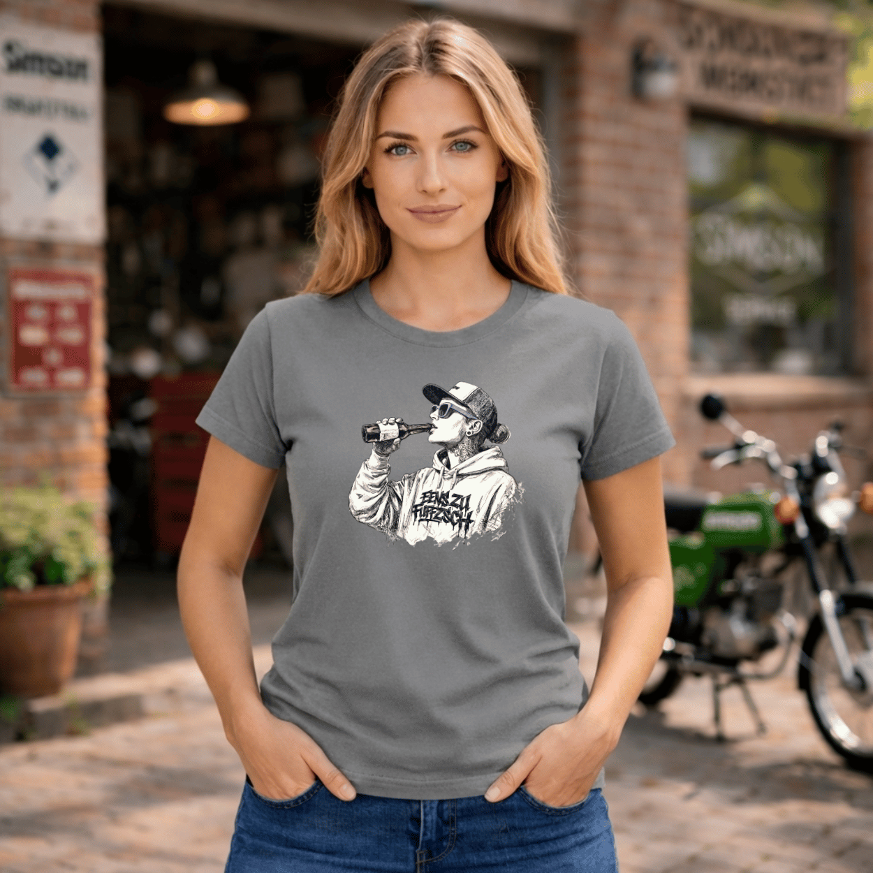 Mädels T-Shirt. Benzin im Blut.