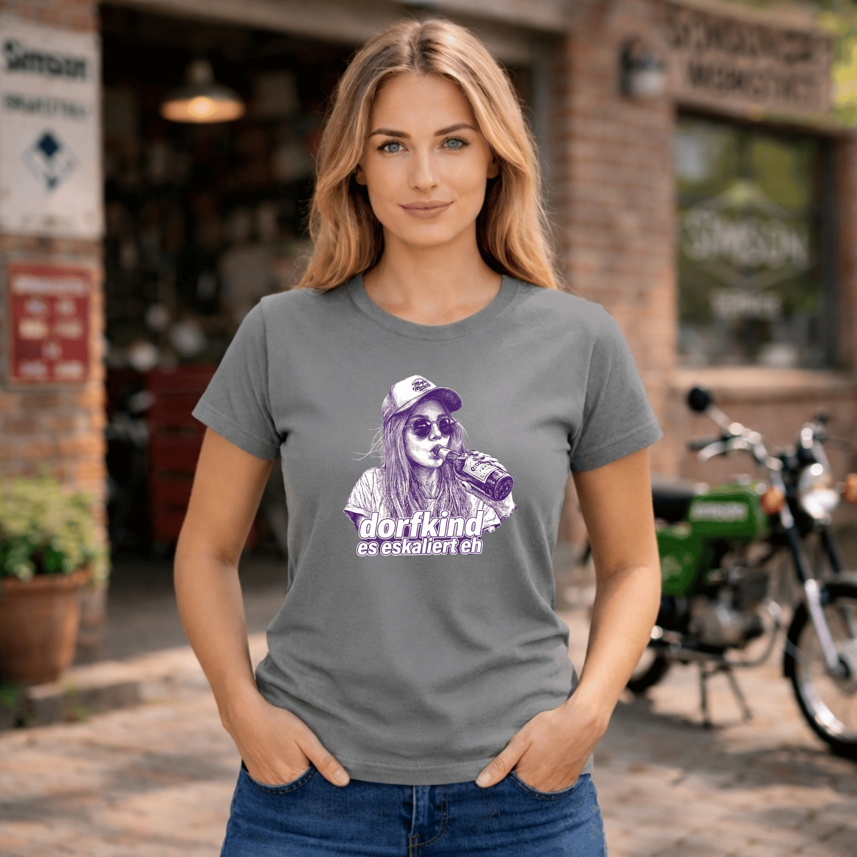 Mädels T-Shirt. Dorfkind – es eskalierte eh.