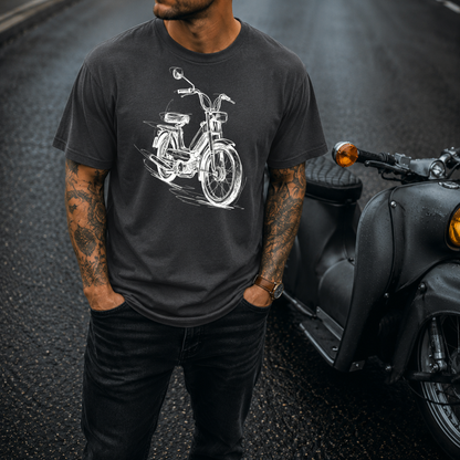 T-Shirt. Classic Moped Sketch.