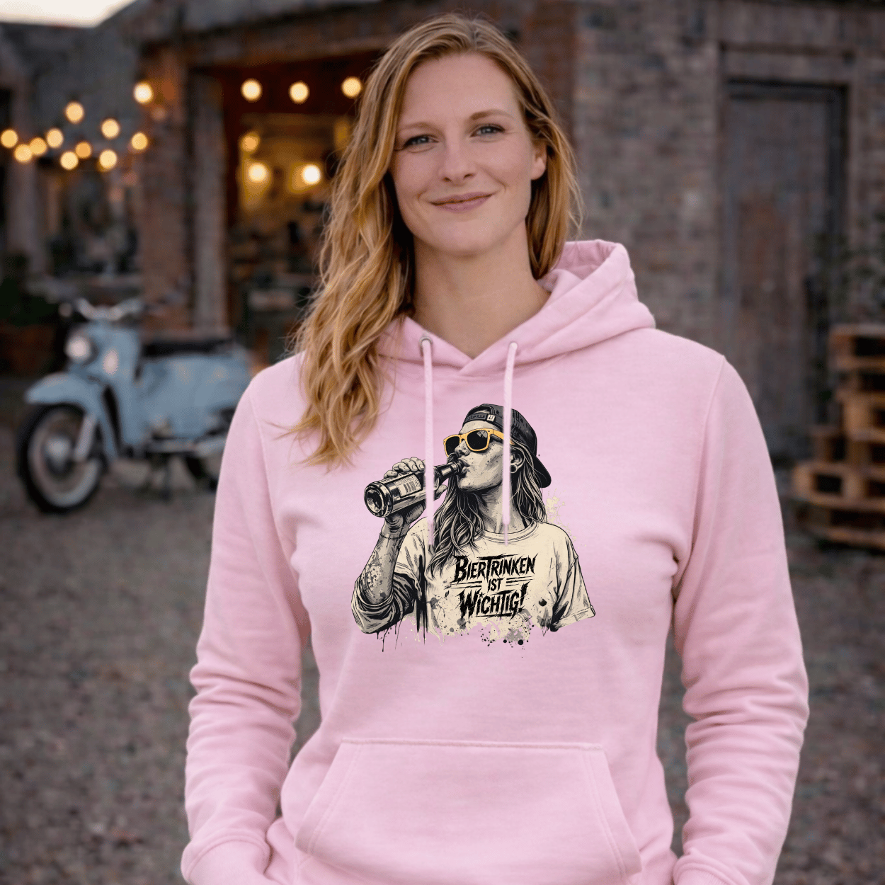 Mädels Hoodie Softstyle®. Biertrinken ist wichtig!