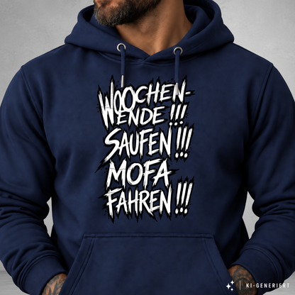 Hoodie Softstyle®. Wochenende. Saufen. Mofa fahren.