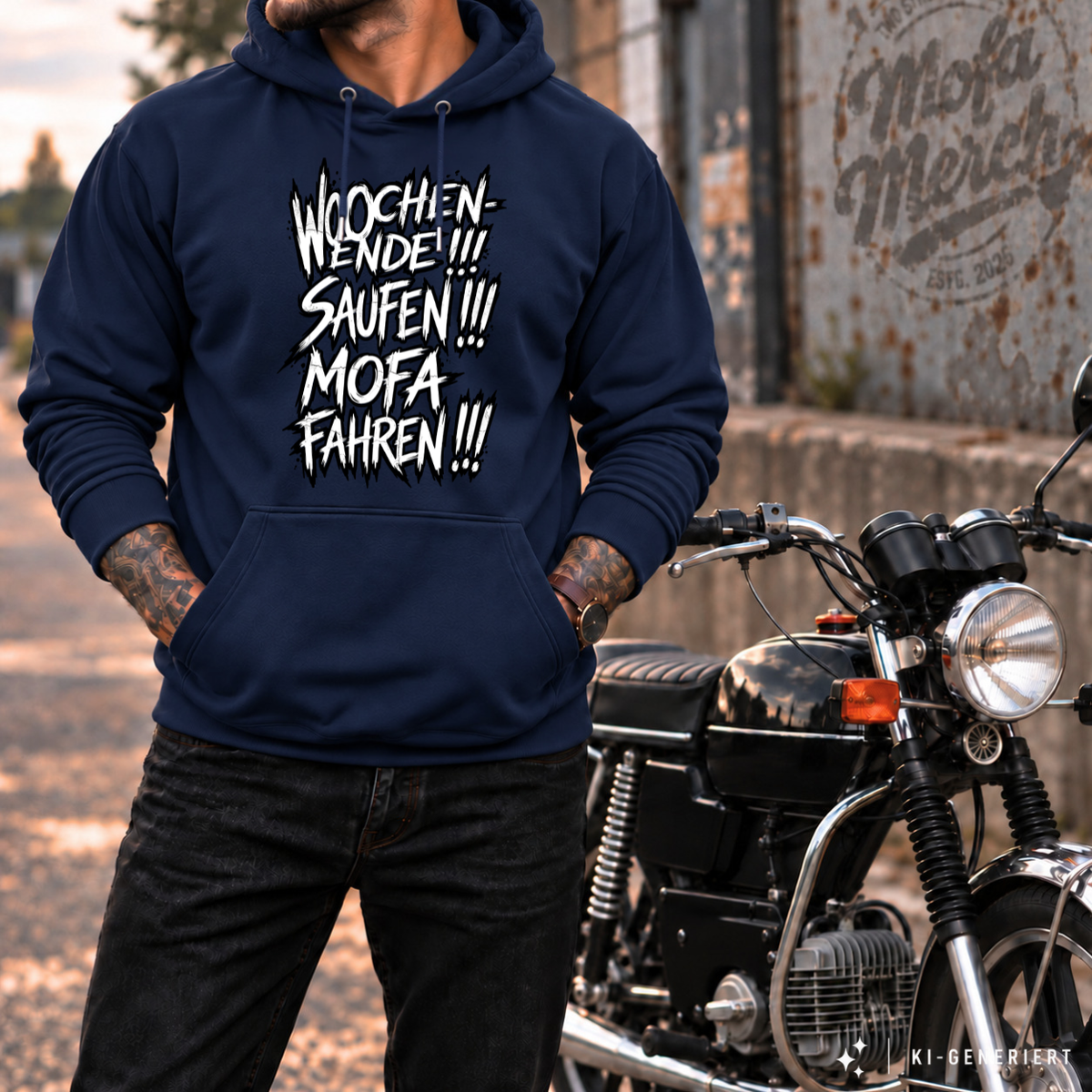 Hoodie Softstyle®. Wochenende. Saufen. Mofa fahren.