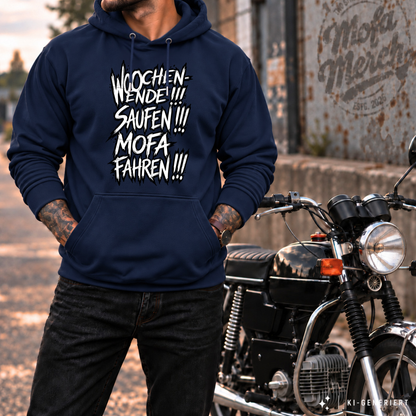 Hoodie Softstyle®. Wochenende. Saufen. Mofa fahren.