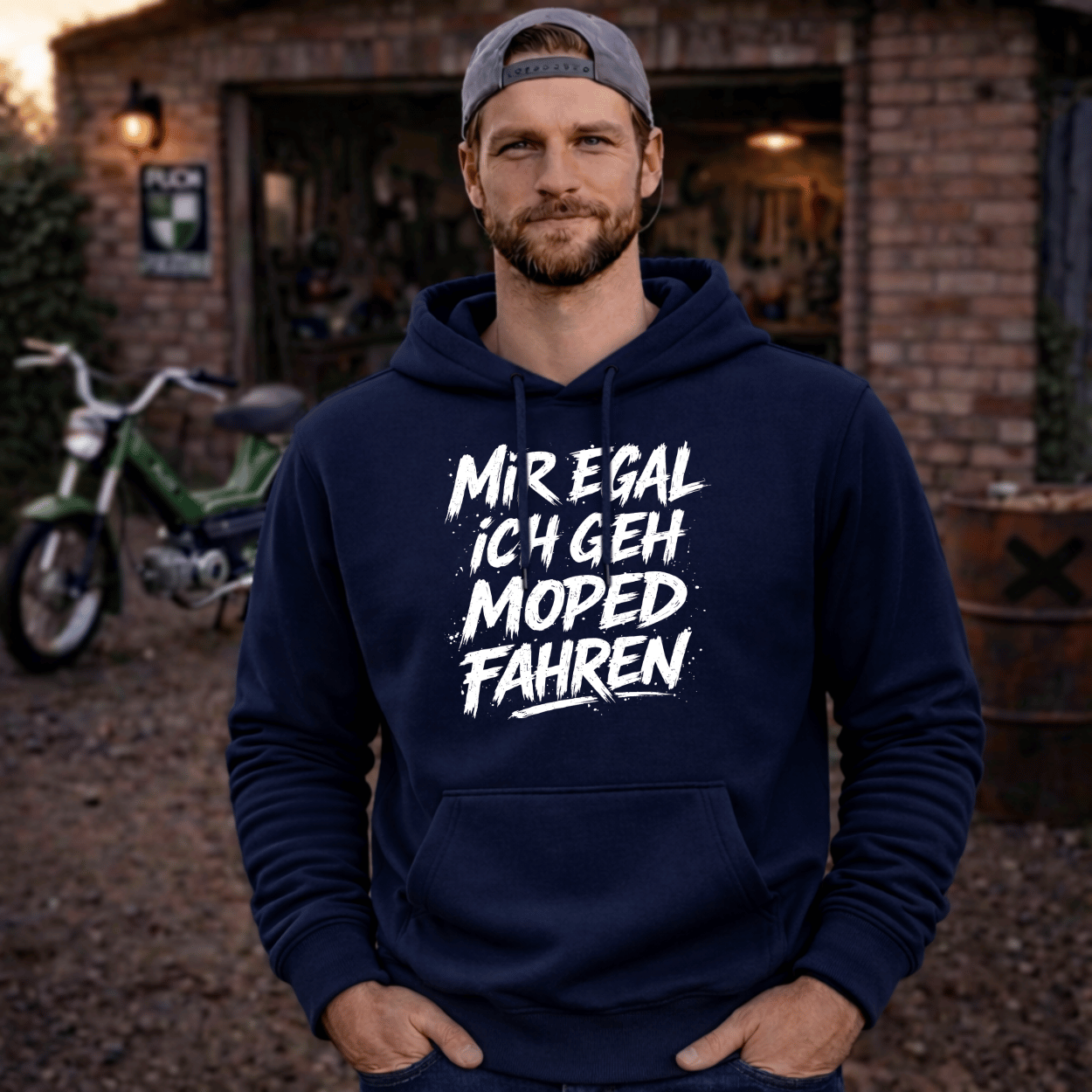 Hoodie Softstyle®. Mir egal, ich geh Moped fahren.