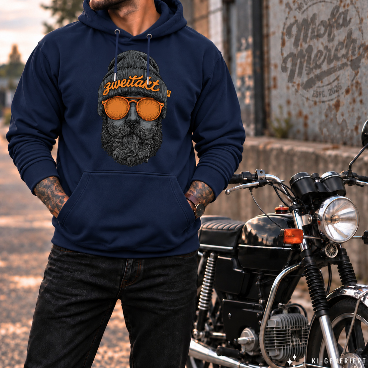 Hoodie Softstyle®. Zweitakt Nomaden – Der Vagabund.