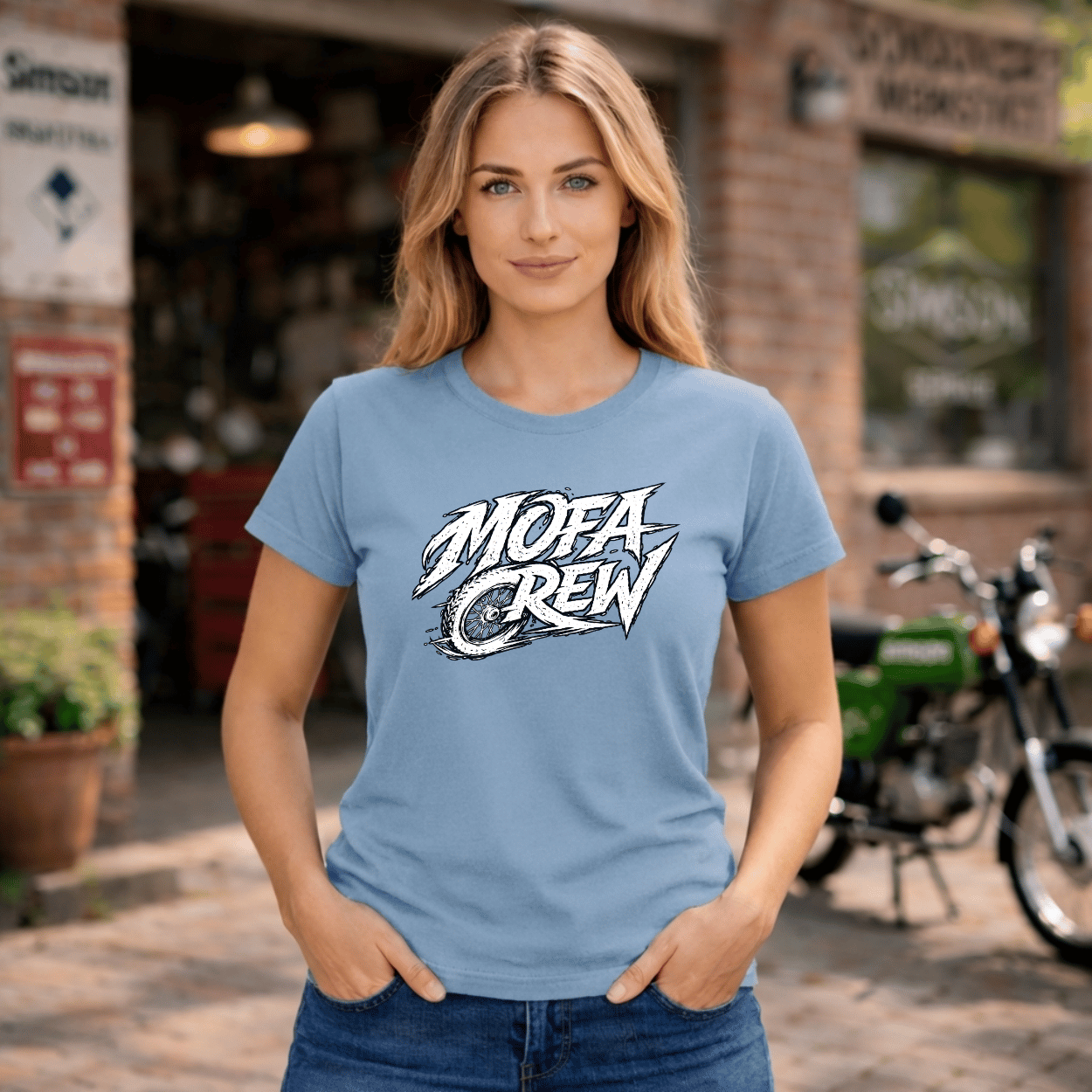 Mädels T-Shirt. Mofa Crew.