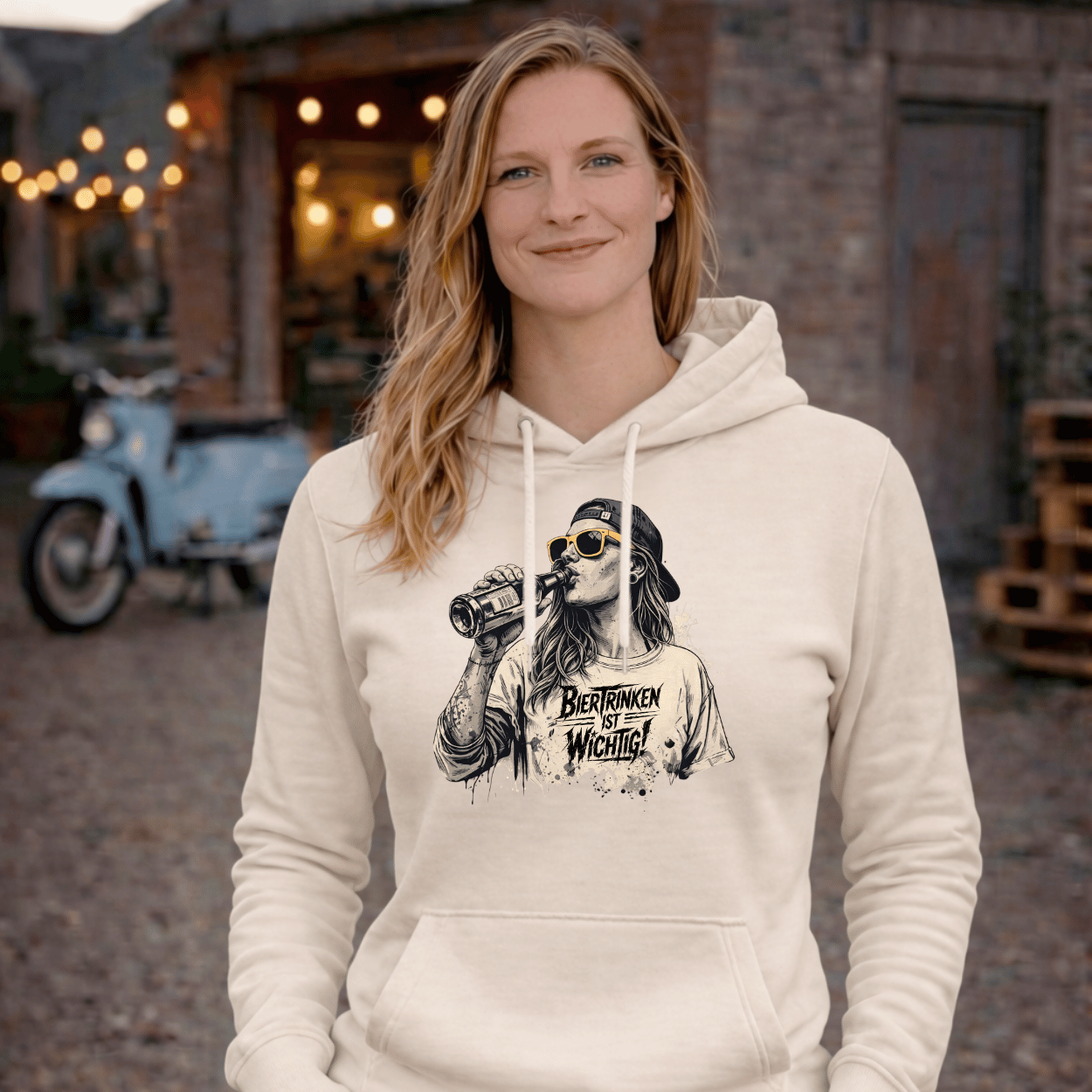 Mädels Hoodie Softstyle®. Biertrinken ist wichtig!