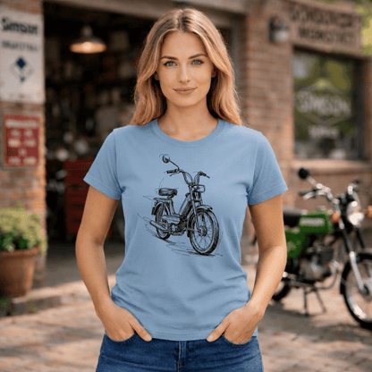 Mädels T-Shirt. Classic Moped Sketch.