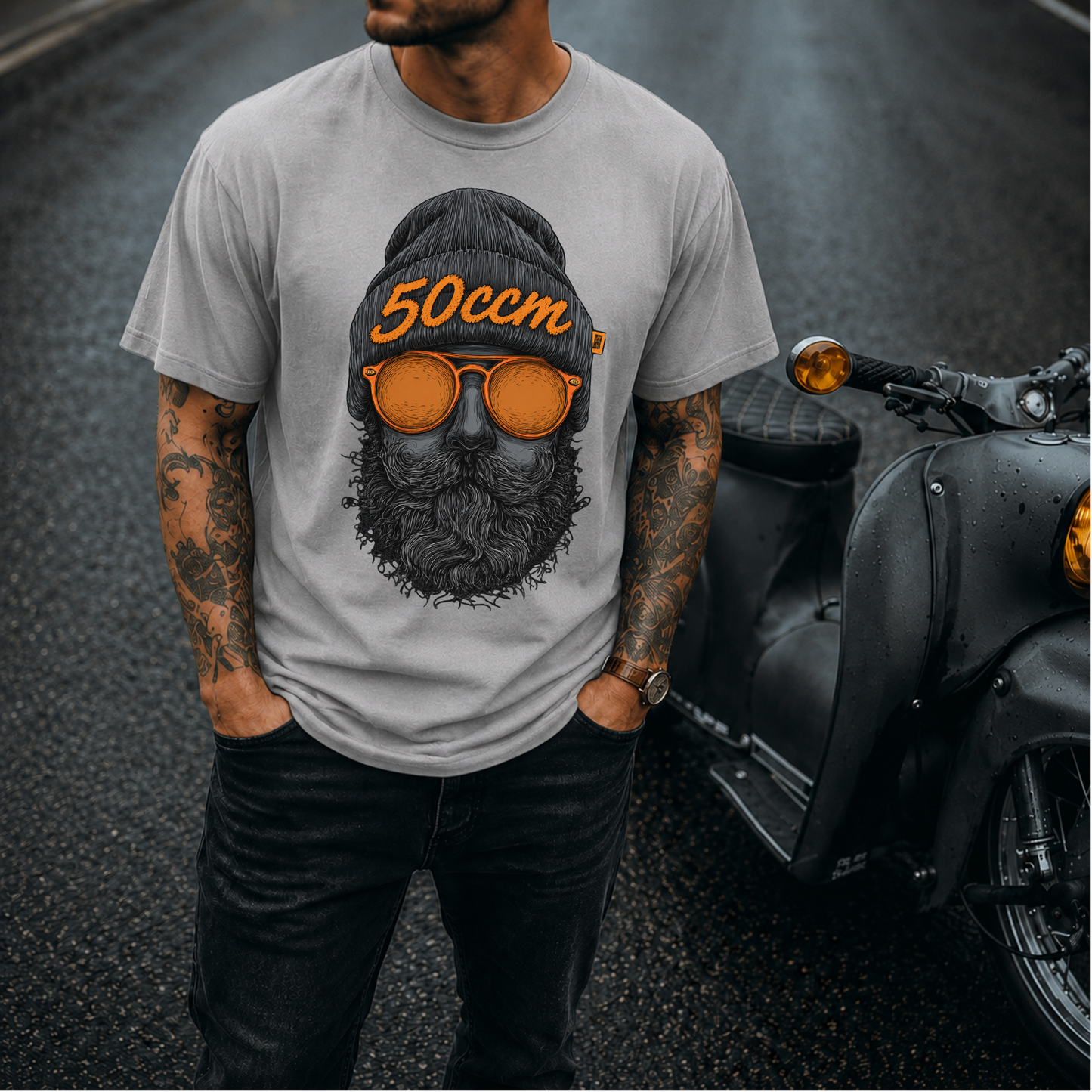 T-Shirt. Zweitakt Nomaden – Der Vagabund 50ccm.
